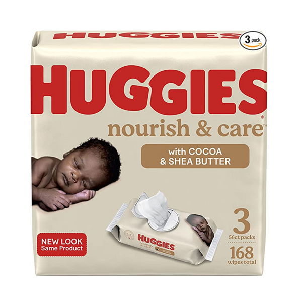 Toallitas para pañales para bebés Huggies Nourish &amp; Care, 168 toallitas en total