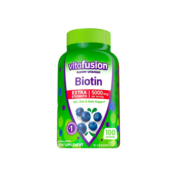 100 vitaminas en gomitas de biotina extra fuertes Vitafusion (5000 mcg)