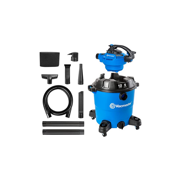 Vacmaster VBV1210, 12-Gallon* 5 Peak HP** Wet/Dry Shop Vacuum with Detachable Blower