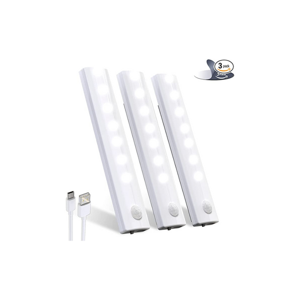 Paquete de 3 luces LED para gabinete con sensor de movimiento