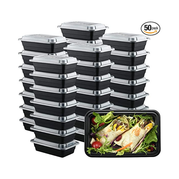 BENTOOOGO 50 Pack Plastic Meal Prep Containers