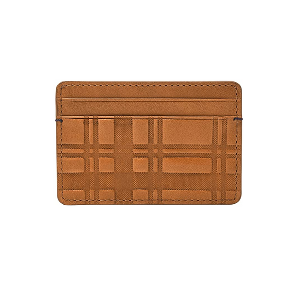 Fossil Cartera minimalista de cuero con bolsillo frontal para hombre
