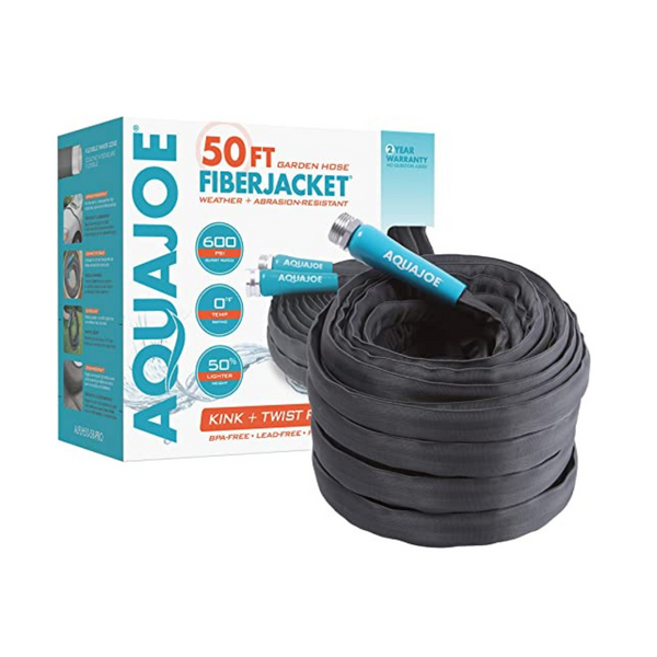 50 Feet Aqua Joe FiberJacket Non-Expanding Kink-Free Garden Hose