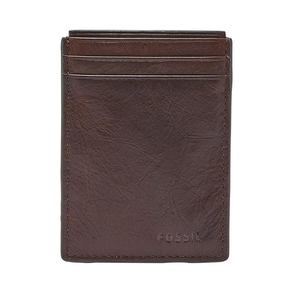 Fossil Men’s Leather Minimalist Magnetic Card Case with Money Clip Front Pocket Wallet