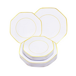 Pulote 60 Pcs White Plastic Plates With Gold Rims