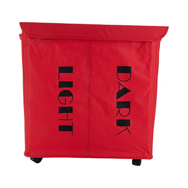 Mind Reader Double Rolling Hamper Laundry Sorter with Lid, Wheels, Handles