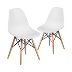 Flash Furniture 2 Pack Elon Series Plastic Chairs with Wooden Legs