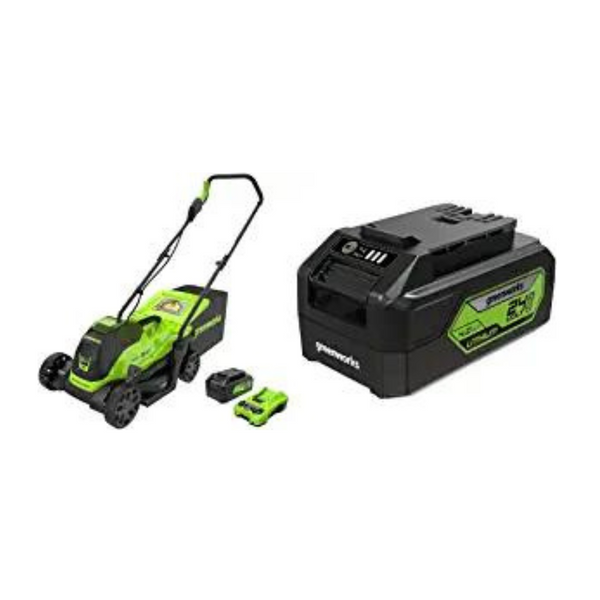 Cortacésped de empuje Greenworks de 24 V y 13 ″ con batería de 4,0 Ah y batería de iones de litio de 24 V y 4,0 Ah