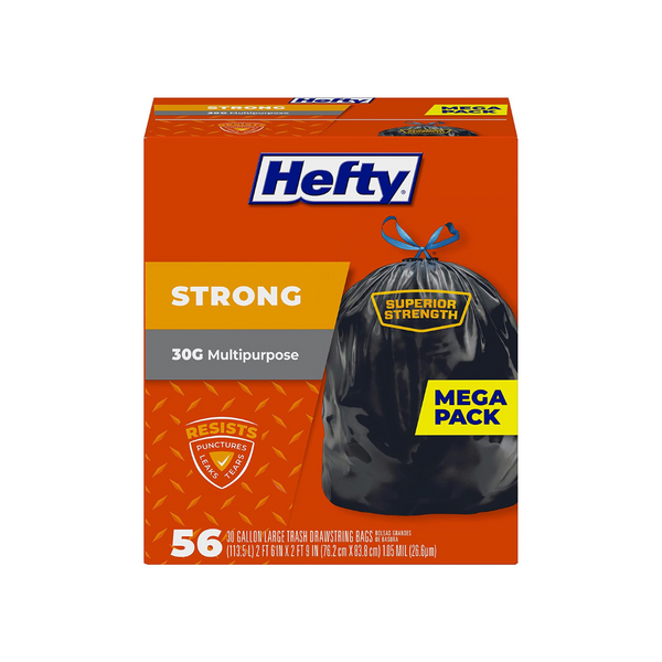 56Count 30Gallon Hefty Strong Large Trash Bags (Black) PzDeals