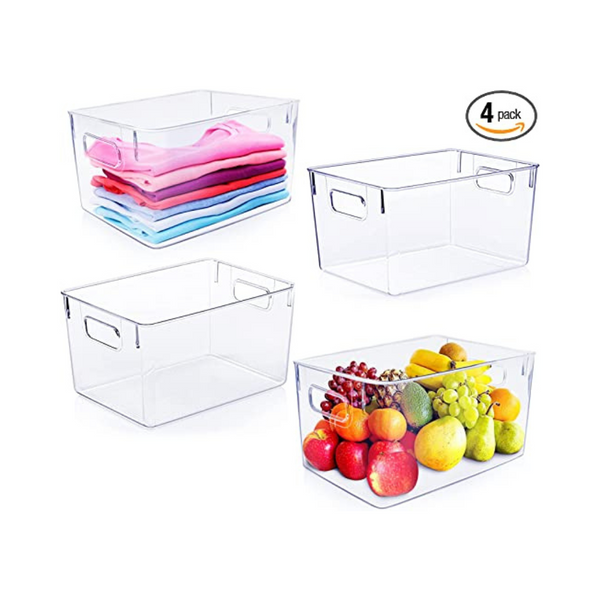 4 Clear Plastic Storage Bins