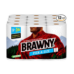 12 Triple (36 Regular) Rolls Of Brawny Tear-A-Square Paper Towels