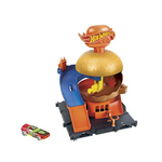Hot Wheels Toy Car Track Set City Burger Drive-Thru Playset