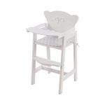 KidKraft Tiffany Bow Scalloped-Edge Wooden Lil Doll High Chair with Seat Pad – White