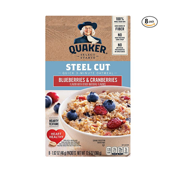Quaker Instant Steel Cut Oatmeal Cranberries & Blueberries