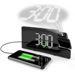 Projection Alarm Clock with FM Radio, USB Phone Charging, Battery Backup