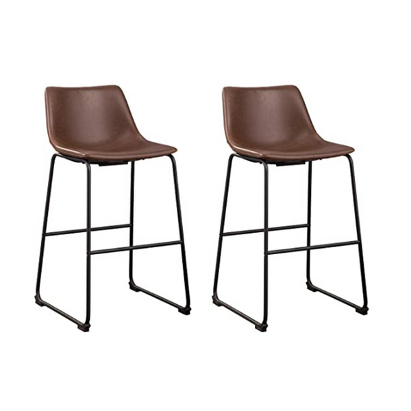 2 Signature Design by Ashley Centiar Urban Industrial 28.75″ Pub Height Bucket Seat Barstools