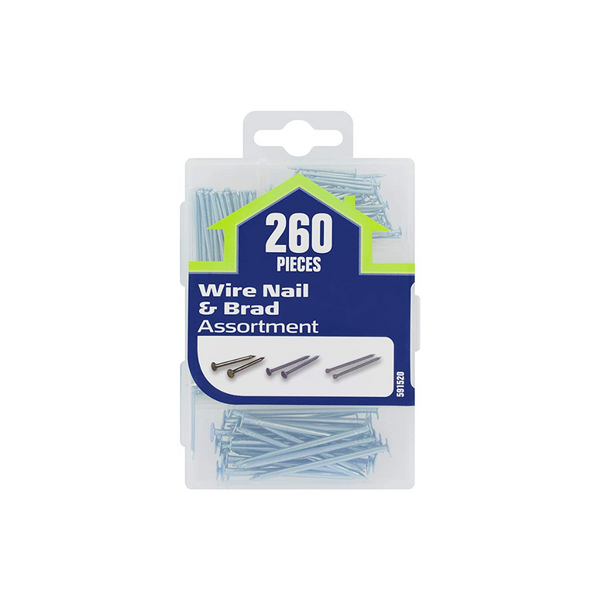Hillman Small Wire Nails and Brads Assortment Kit - 260 pieces