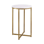 Walker Edison Cora Modern Faux Marble Round Accent Table with X Base