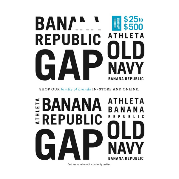 Tarjeta de regalo Gap, Old Navy, Banana Republic, Athleta Options