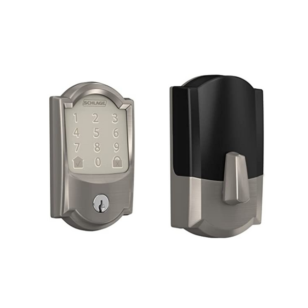 Schlage Encode Smart Wi-Fi Deadbolt with Camelot Trim in Satin Nickel
