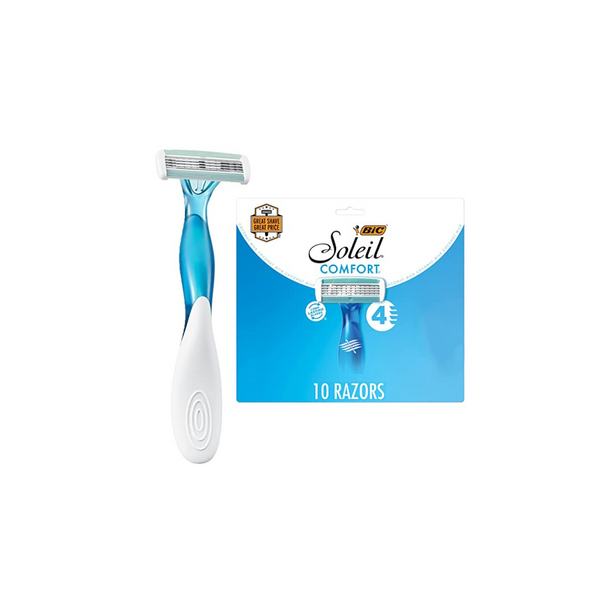 BIC Soleil Comfort Disposable Razors for Women, 4 Blades, 10 Piece Razor Set