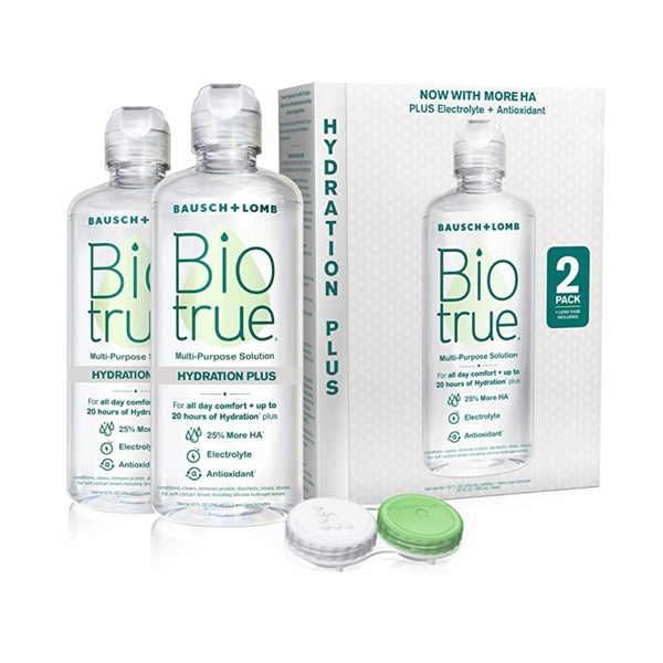 Pack Of 2 Bausch + Lomb Biotrue Hydration Plus Contact Lens Solution, Lens Case Included