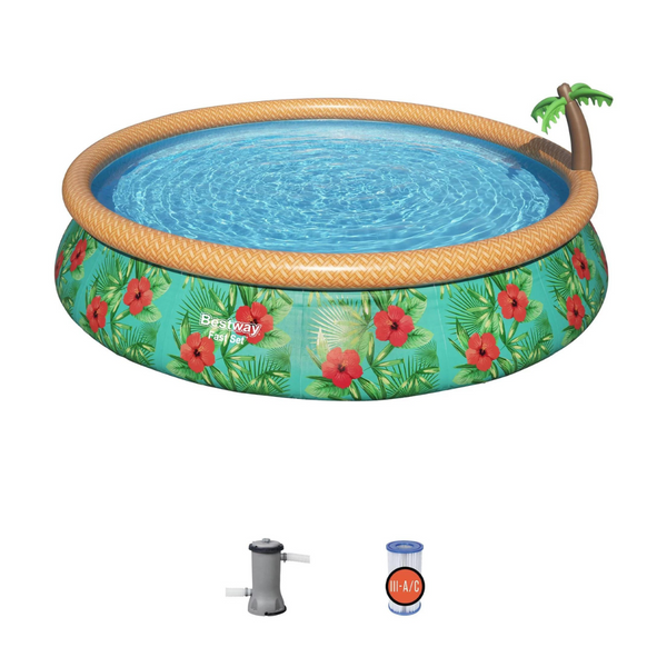 Bestway 15-foot x 33-inch Fast Set Round Inflatable Pool Set with Pump