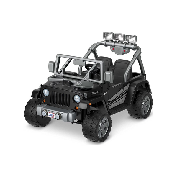 Power Wheels Jeep Wrangler Willys 12V Battery-Powered Ride-On Vehicle (Black)