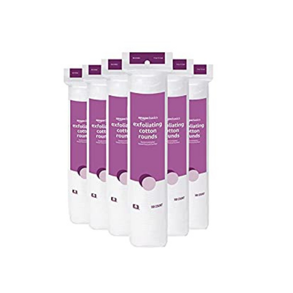 Paquete de 6 rondas de algodón exfoliante Amazon Basics de 100 unidades