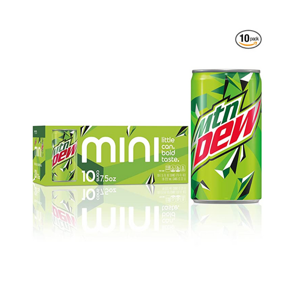 Paquete de 10 mini latas de refresco Mountain Dew