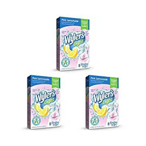 3 Packs Of Wyler’s Light Singles To Go Powder Drink Mix, Pink Lemonade