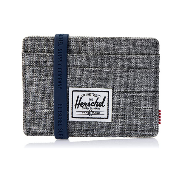 Herschel Men’s Charlie Rfid Card Case Wallet, Raven Crosshatch