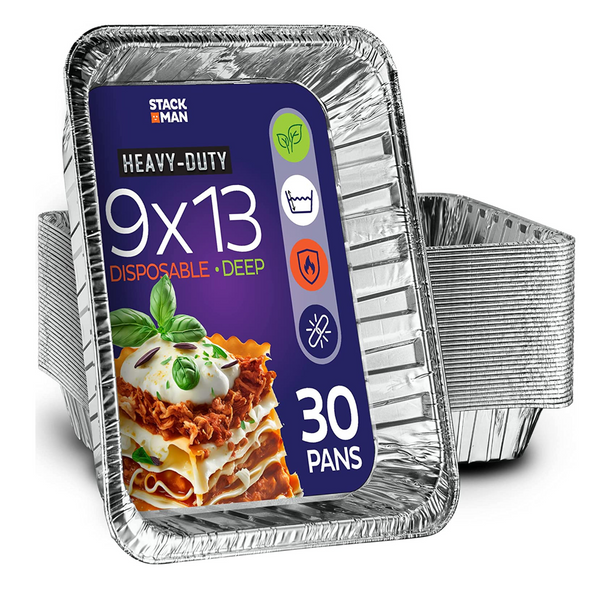 30-Pack of 9x13 Heavy Duty Disposable Aluminum Foil Pans
