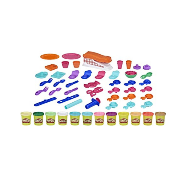 Play-Doh Kitchen Creations Fun Factory Playset con 12 latas y 42 herramientas