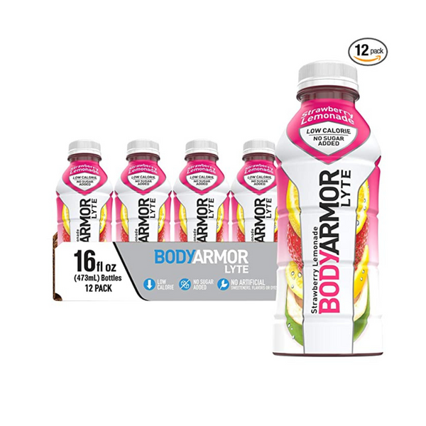 12 Bottles Of 16oz BODYARMOR LYTE Strawberry Lemonade Sports Drink