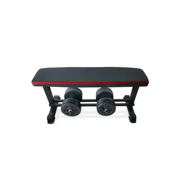 CAP Flat Weight Bench & 50 lb Adjustable Vinyl Dumbbell Set Combo PzDeals