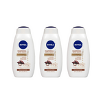 3 Bottles of NIVEA Cocoa and Shea Butter Pampering Body Wash with Nourishing Serum
