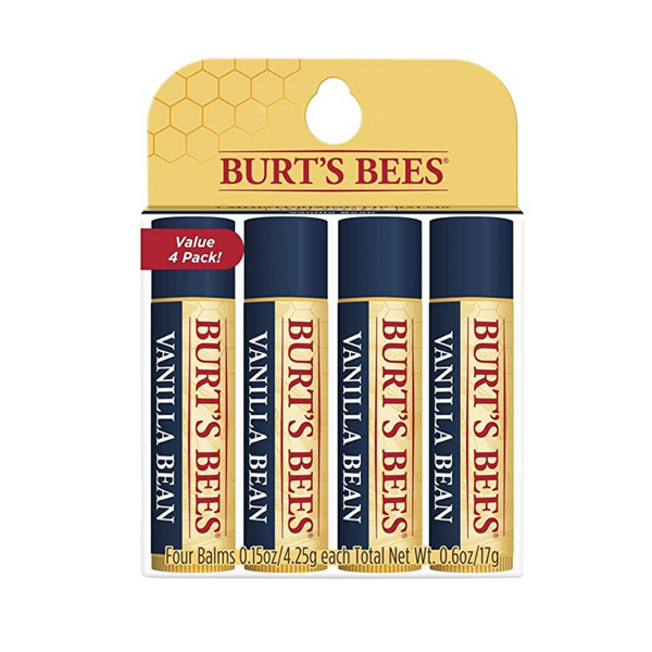 4 tubos de bálsamo labial hidratante de vainilla 100% natural de Burt's Bees