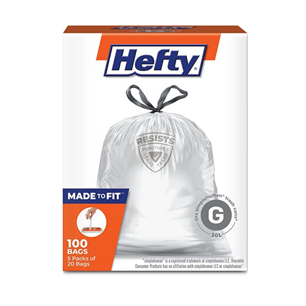 100-Count Hefty Made to Fit Trash Bags for simplehuman Trash Cans
