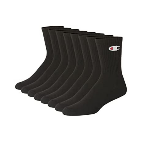 Champion Calcetines dobles secos que absorben la humedad para hombre (paquete de 8)