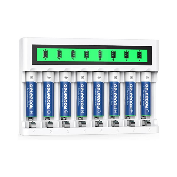 8-Pack Deleepow AAA Rechargeable Batteries w/ 8-Battery Charger