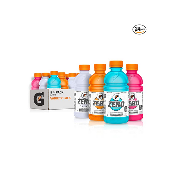 Gatorade Zero Sugar Thirst Quencher, Glacier Cherry Variety Pack, 12 Fl Oz (Pack of 24)