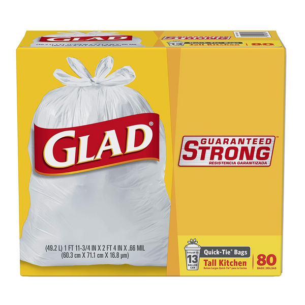 80 Glad 13 Gallon Tall Quick-Tie Trash Bags
