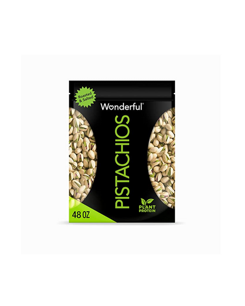 Obtenga 2 paquetes de pistachos maravillosos, con cáscara, nueces tostadas y saladas, bolsa resellable de 48 oz