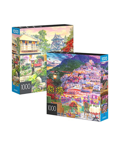 2-Pack of Spin Master 1000-Piece Jigsaw Puzzles (Amalfi Coast & Japan Garden)