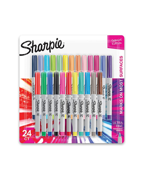 Marcadores permanentes SHARPIE Color Burst, punta ultra fina, colores surtidos, 24 unidades