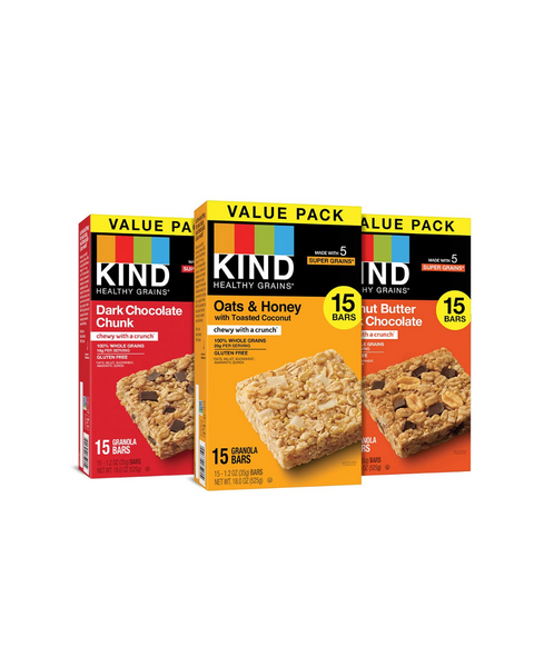 Paquete variado de barras de cereales saludables Kind de 45 unidades