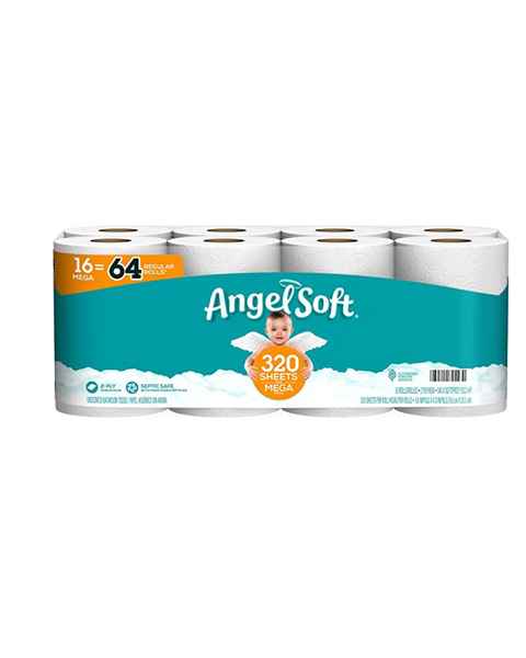 Angel Soft Toilet Paper (16 Mega Rolls = 64 Regular Rolls)