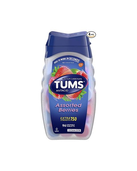 Tums E-X Extra Strength Antacid Chewable Tablets, 96-Count Bottles (Pack of 4)