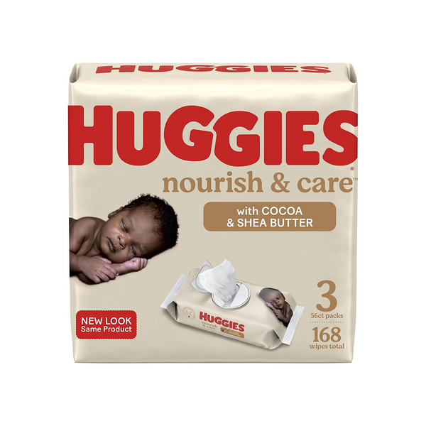 168 toallitas para pañales para bebés Huggies Nourish &amp; Care